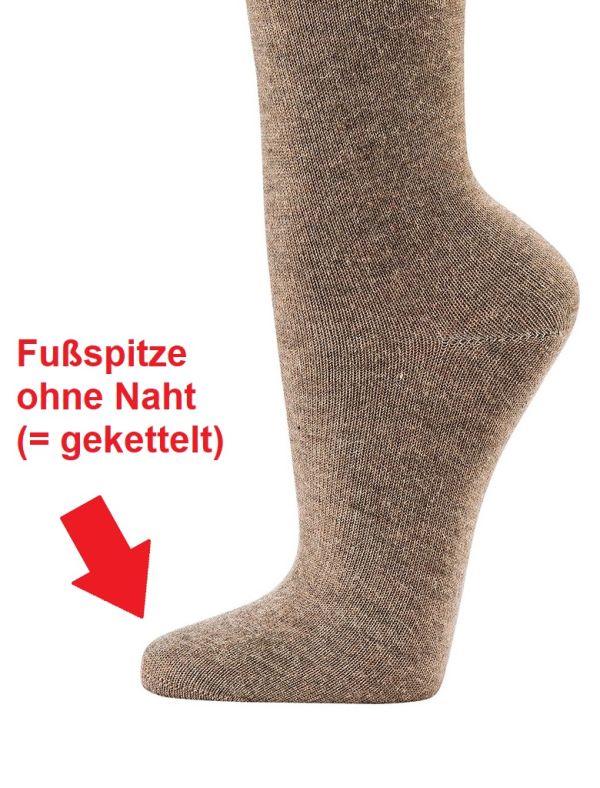 dünne Woll-Kniestrümpfe ohne spürbare Naht (gekettelt) mit 11% Alpaka-Wolle, 22% Viskose, Karo-Design, 1 Paar